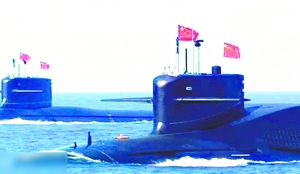 ​海軍新型戰略核潛艇改進艇094A核潛亮相南海閱兵